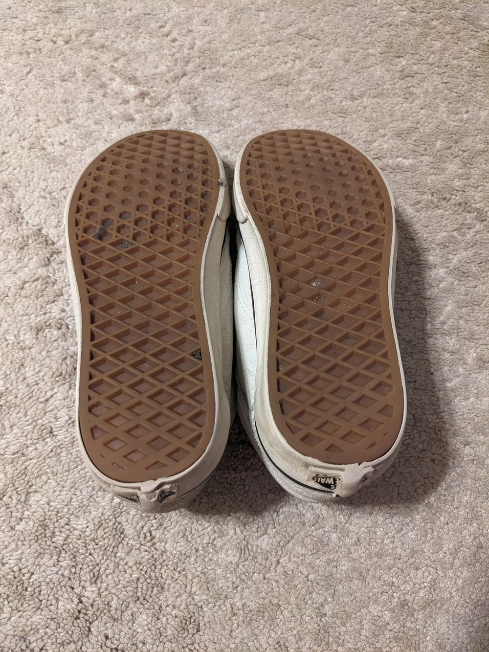 Vans Kids Cream and White Velcro Low-Top Sneakers